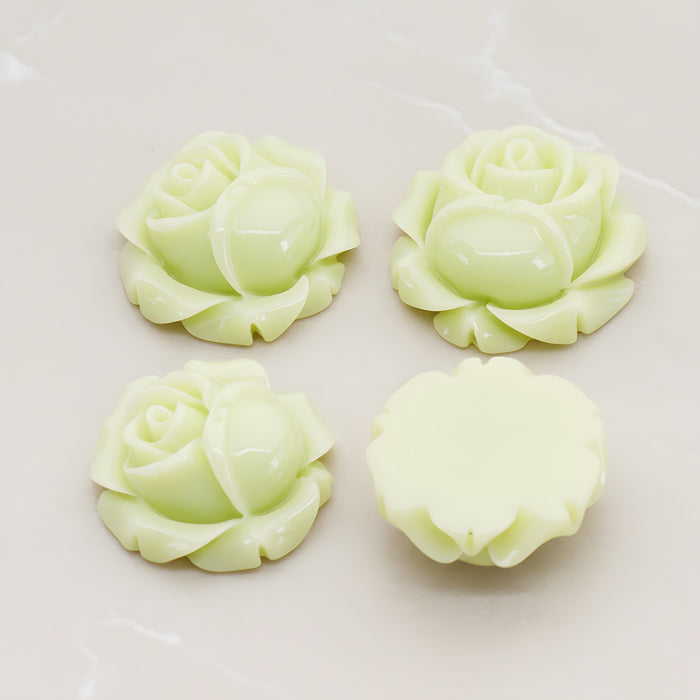 Rose Flower Flat Back Cabochon, 4 Pc (CB.176-02)
