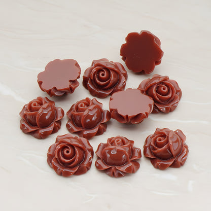 Half Rose Flower Flat Back Cabochon, 4 Pc (CB.176)