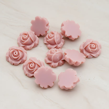 Half Rose Flower Flat Back Cabochon, 4 Pc (CB.176)