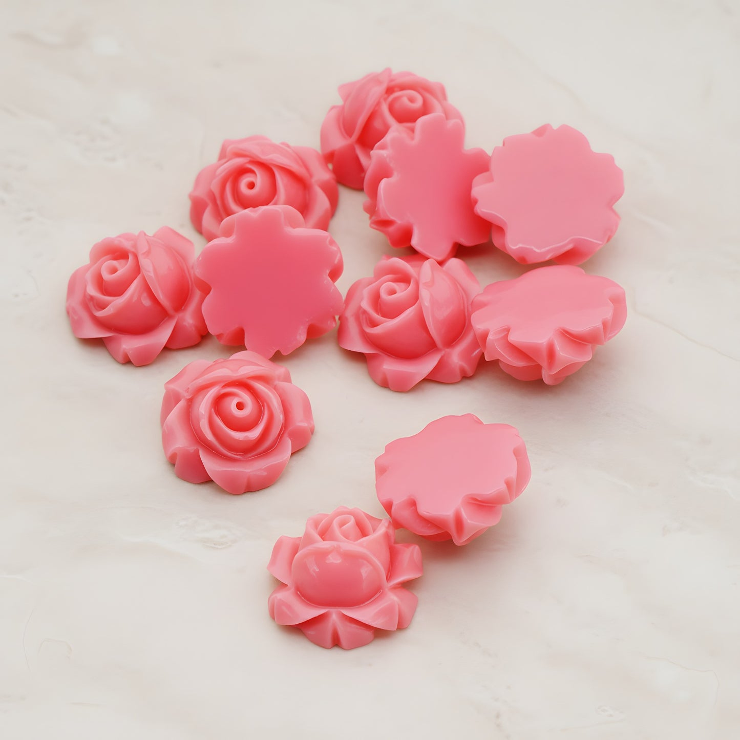 Half Rose Flower Flat Back Cabochon, 4 Pc (CB.176)