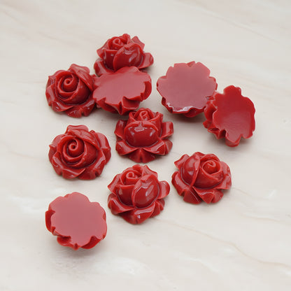 Half Rose Flower Flat Back Cabochon, 4 Pc (CB.176)