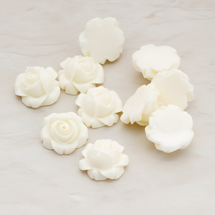 Half Rose Flower Flat Back Cabochon, 4 Pc (CB.176)