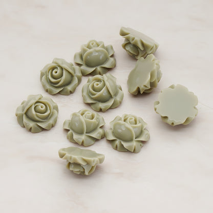Half Rose Flower Flat Back Cabochon, 4 Pc (CB.176)
