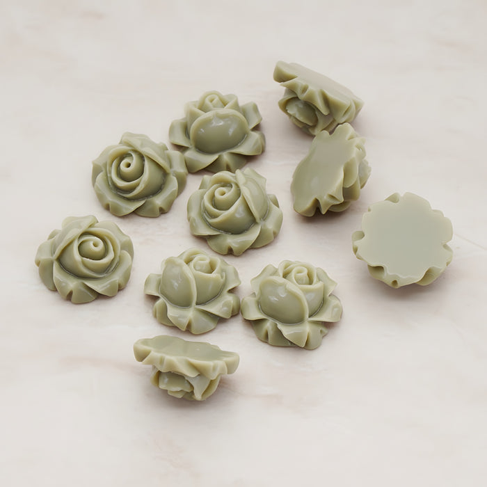 Half Rose Flower Flat Back Cabochon, 4 Pc (CB.176)