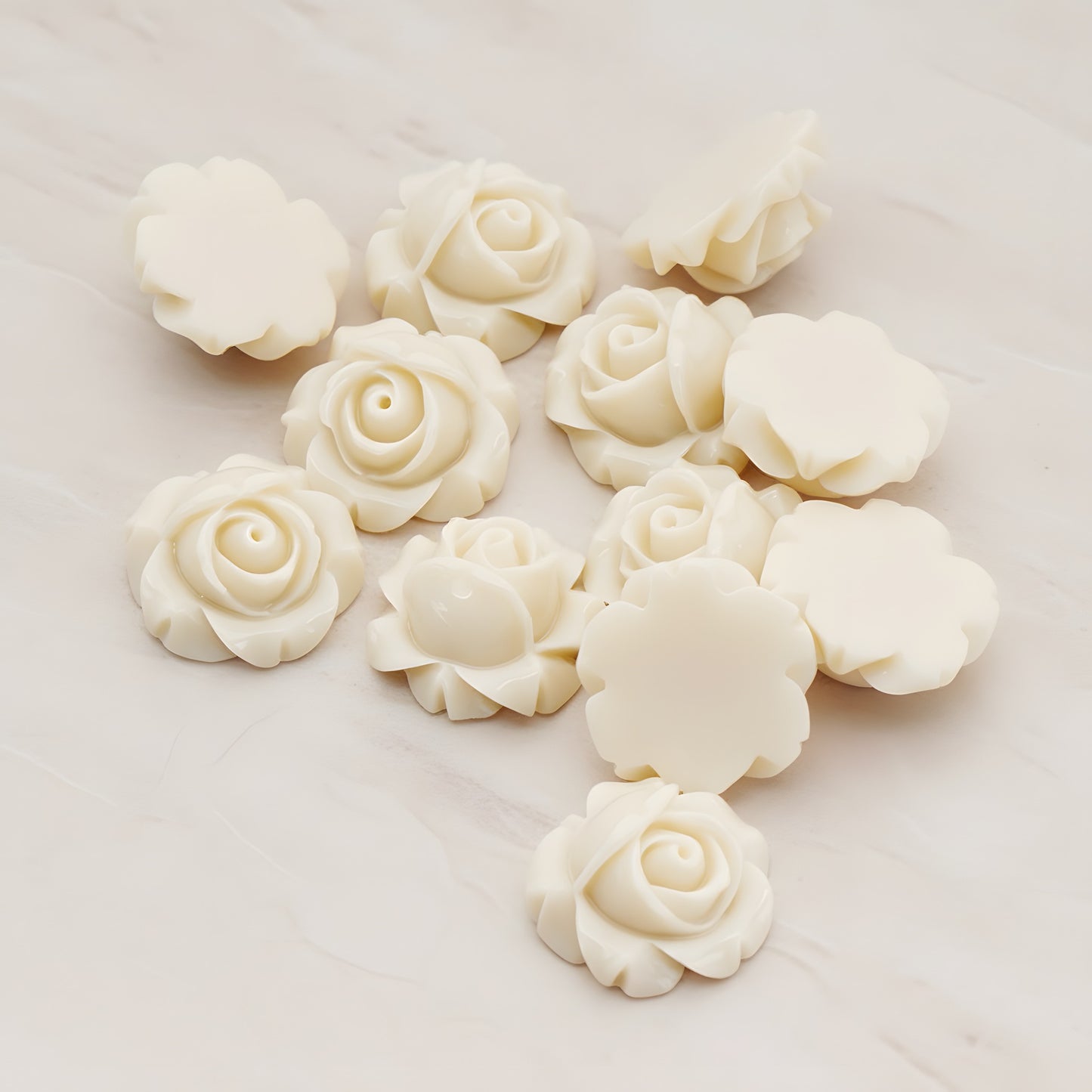 Half Rose Flower Flat Back Cabochon, 4 Pc (CB.176)