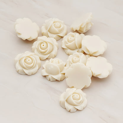Half Rose Flower Flat Back Cabochon, 4 Pc (CB.176)
