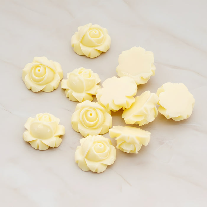 Half Rose Flower Flat Back Cabochon, 4 Pc (CB.176)