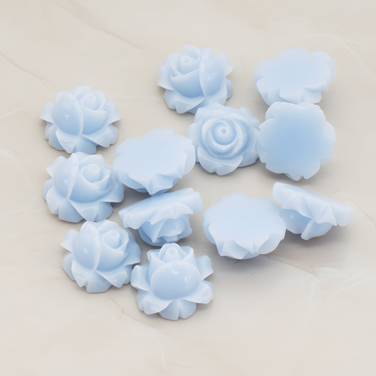 Half Rose Flower Flat Back Cabochon, 4 Pc (CB.176)