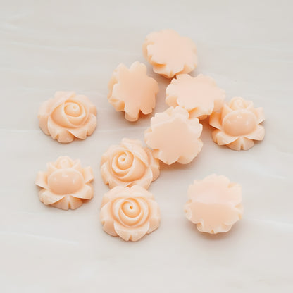Half Rose Flower Flat Back Cabochon, 4 Pc (CB.176)