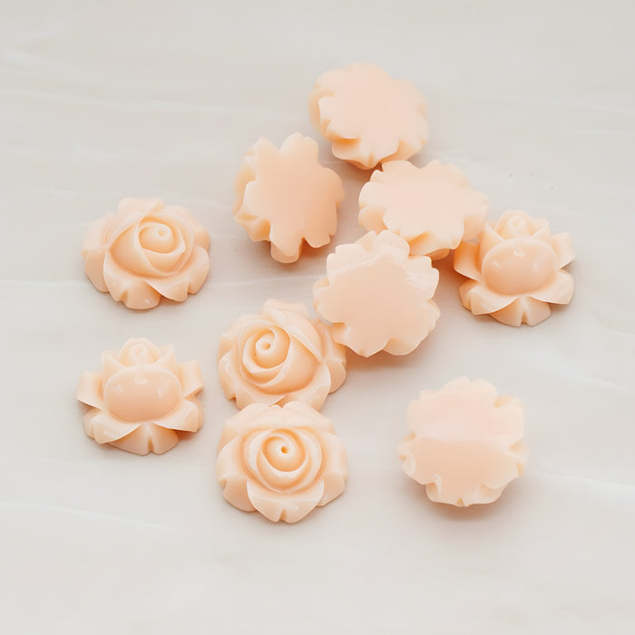 Half Rose Flower Flat Back Cabochon, 4 Pc (CB.176)
