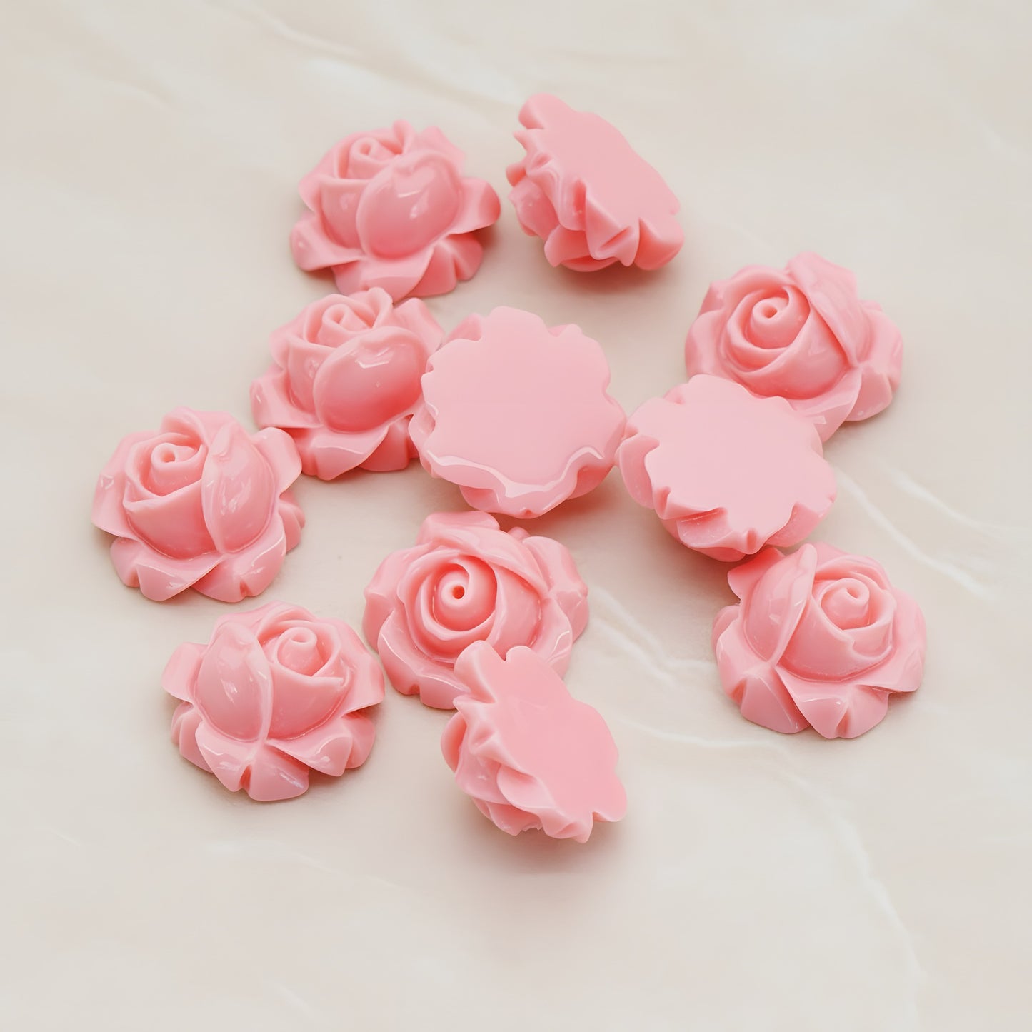 Half Rose Flower Flat Back Cabochon, 4 Pc (CB.176)