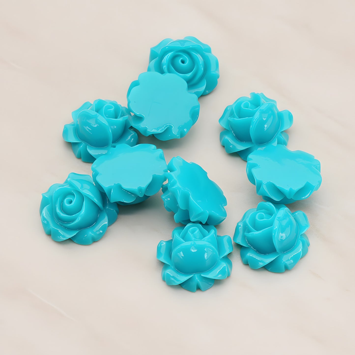 Half Rose Flower Flat Back Cabochon, 4 Pc (CB.176)