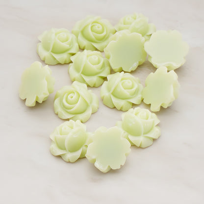 Half Rose Flower Flat Back Cabochon, 4 Pc (CB.176)