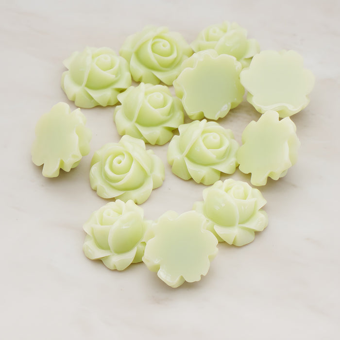 Half Rose Flower Flat Back Cabochon, 4 Pc (CB.176)