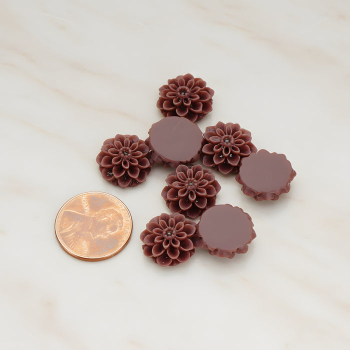 Small Mum Flower Flat Back Cabochon, 6 Pc (CB.177)
