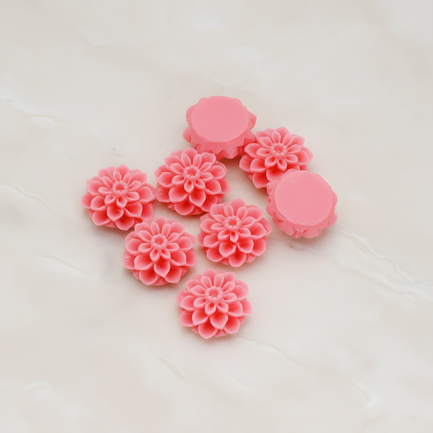 Small Mum Flower Flat Back Cabochon, 6 Pc (CB.177)