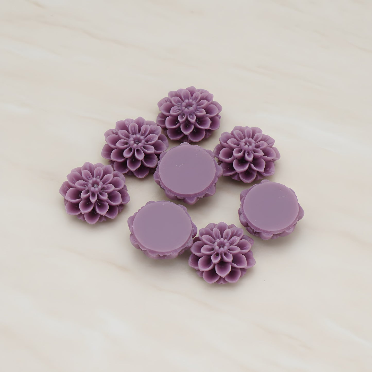 Small Mum Flower Flat Back Cabochon, 6 Pc (CB.177)