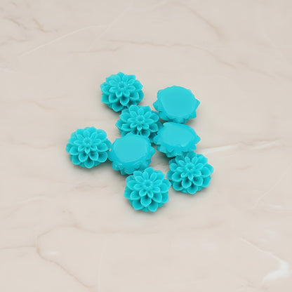 Small Mum Flower Flat Back Cabochon, 6 Pc (CB.177)