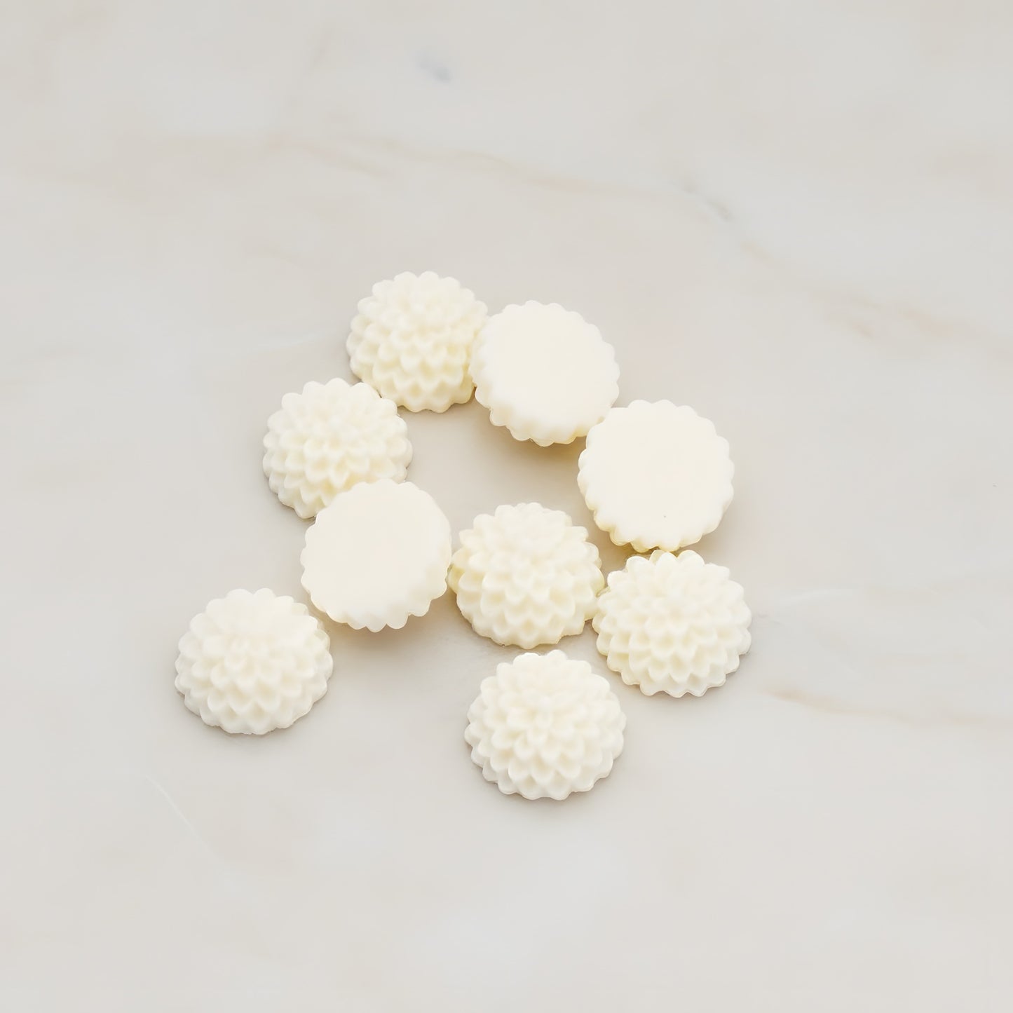 Round Mum Flower Flat Back Cabochon, 6 Pc (CB.178-01)