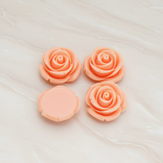Chunky Rose Flower Flat Back Cabochon, 4 Pc (CB.181-01)