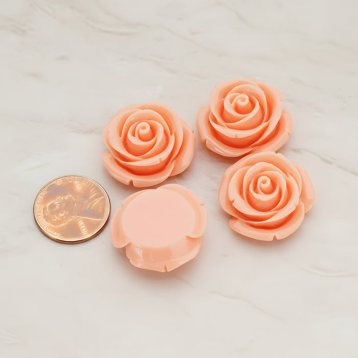 Chunky Rose Flower Flat Back Cabochon, 4 Pc (CB.181-01)