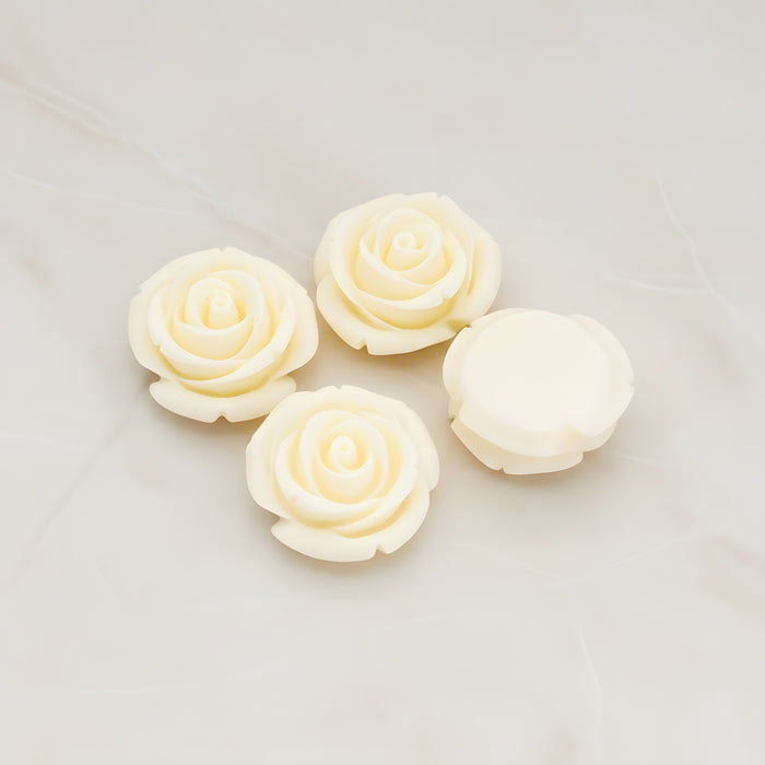Chunky Rose Flower Flat Back Cabochon, 4 Pc (CB.181-01)