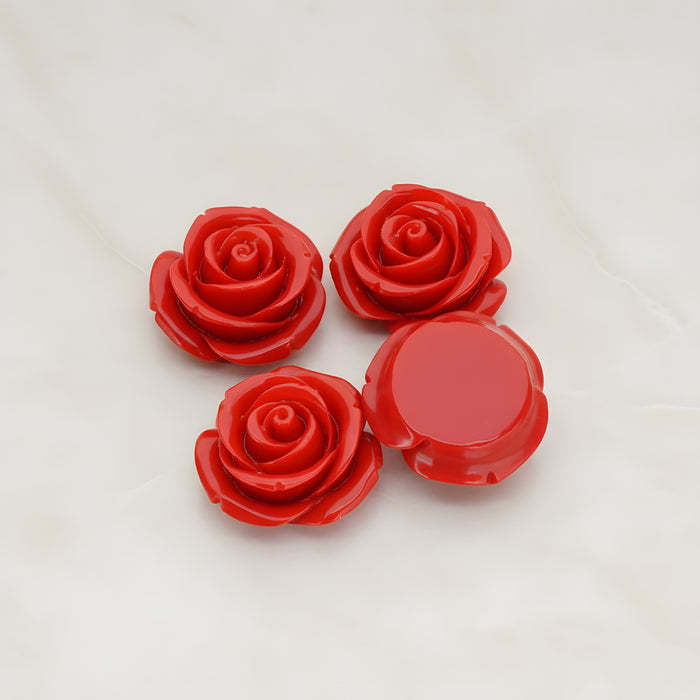 Chunky Rose Flower Flat Back Cabochon, 4 Pc (CB.181-01)