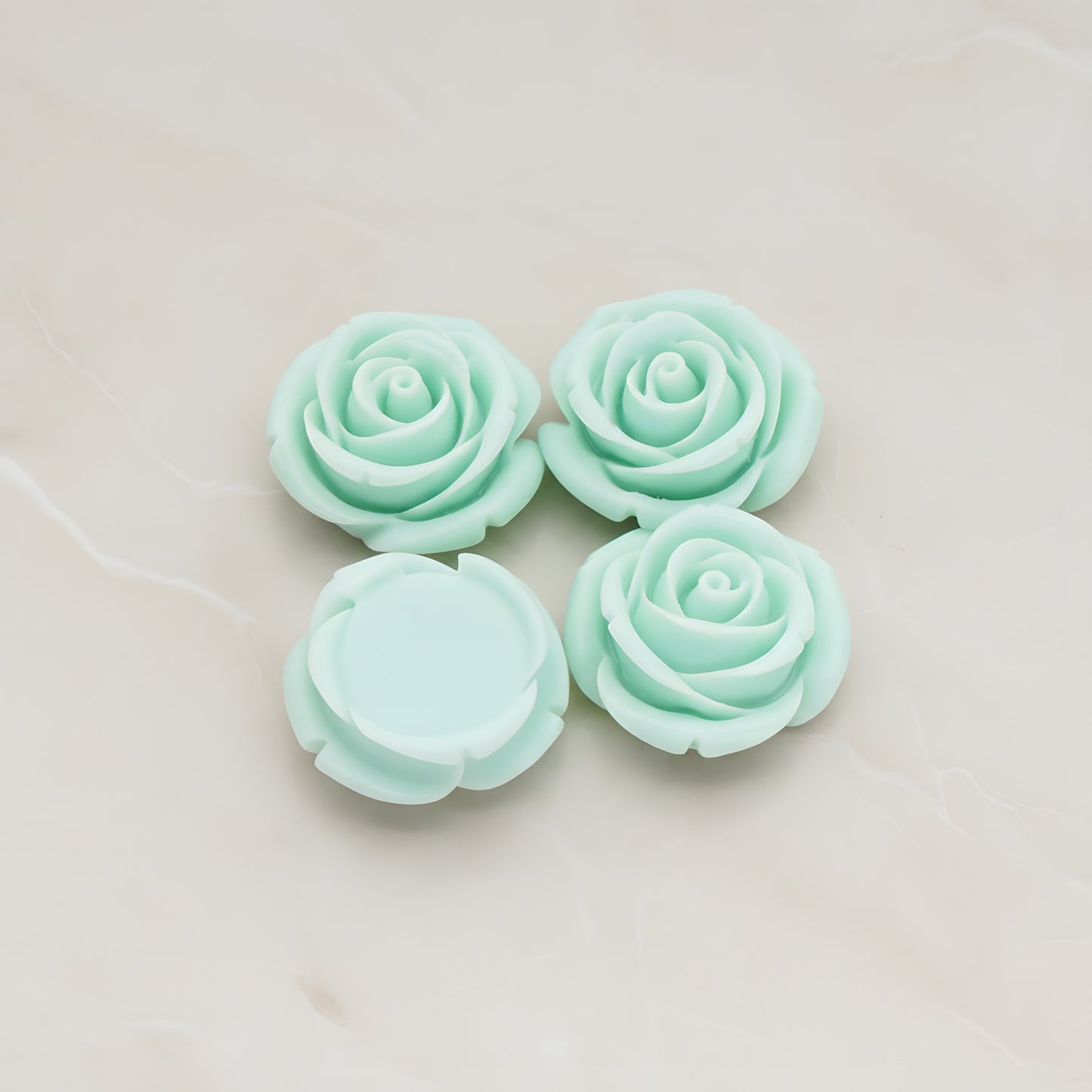 Chunky Rose Flower Flat Back Cabochon, 4 Pc (CB.181-01)
