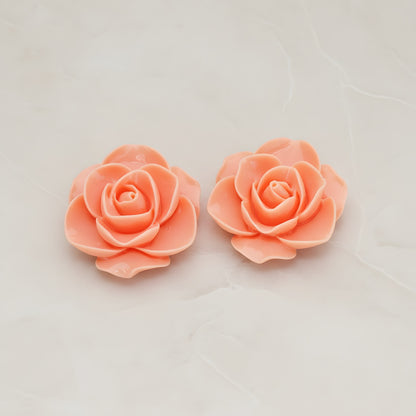 Button Rose Flower Flat Back Cabochon, 2 Pc (CB.183-03)
