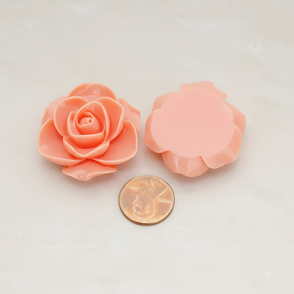 Button Rose Flower Flat Back Cabochon, 2 Pc (CB.183-03)