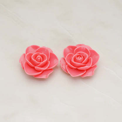 Button Rose Flower Flat Back Cabochon, 2 Pc (CB.183-03)