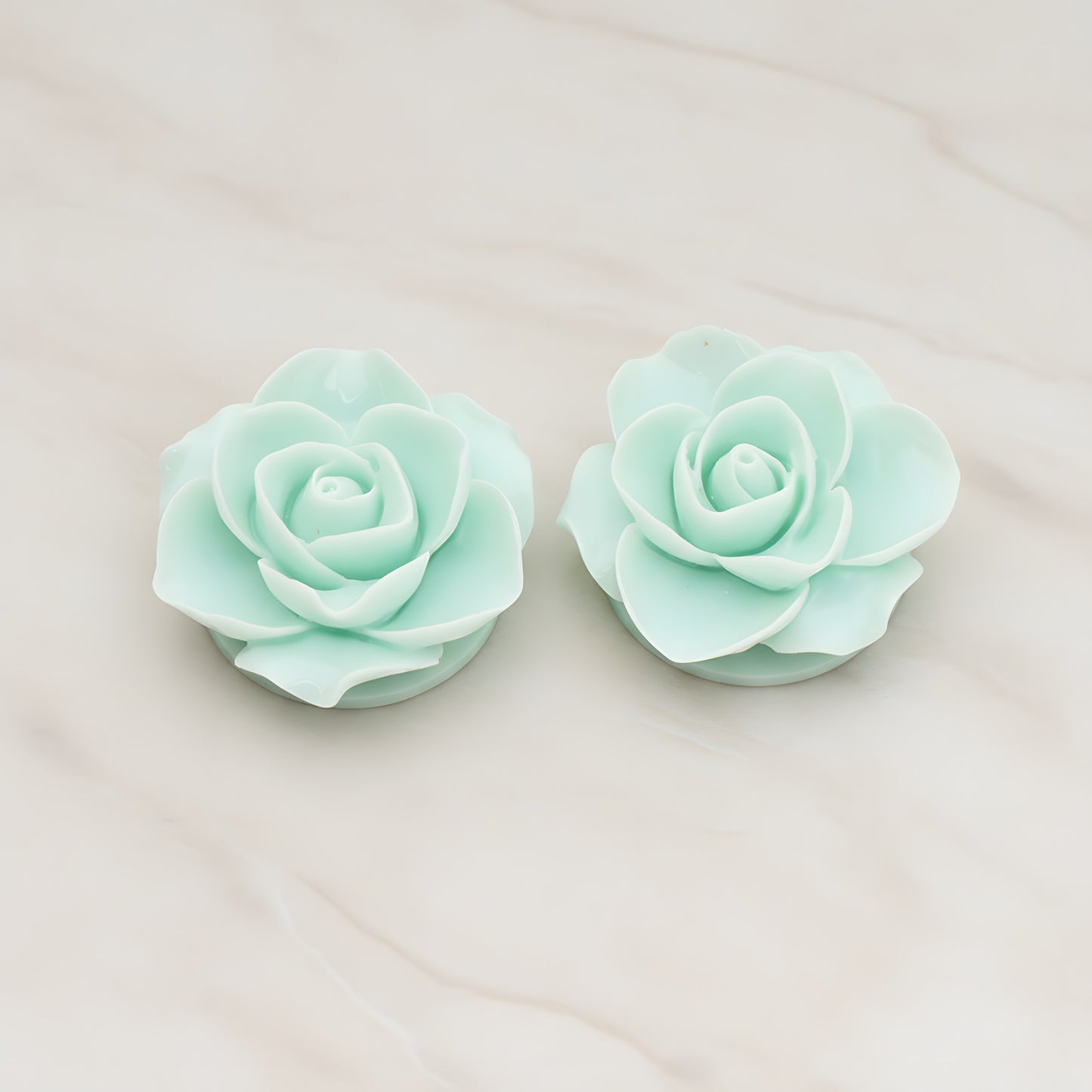 Button Rose Flower Flat Back Cabochon, 2 Pc (CB.183-03)