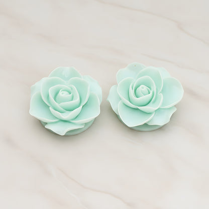 Button Rose Flower Flat Back Cabochon, 2 Pc (CB.183-03)