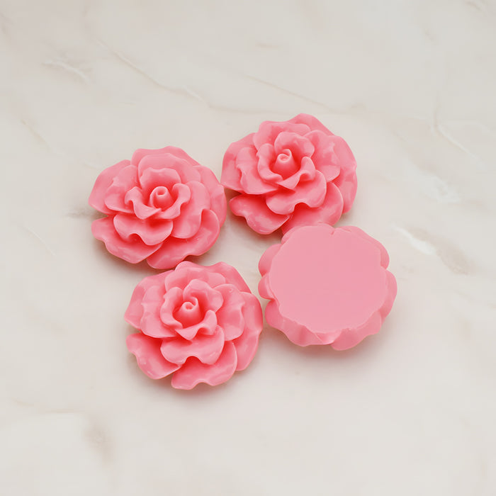 Ruffle Rose Flower Flat Back Cabochon, 4 Pc (CB.188-01)