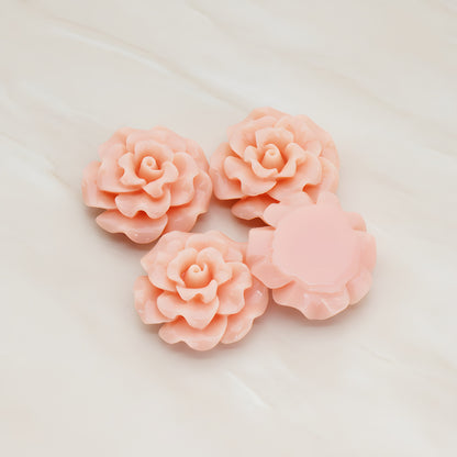 Ruffle Rose Flower Flat Back Cabochon, 4 Pc (CB.188-01)