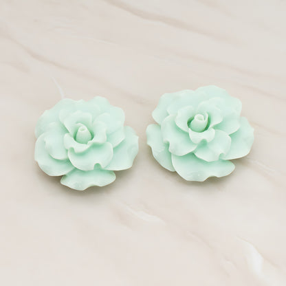 Ruffle Rose Flower Flat Back Cabochon, 2 Pc (CB.188)