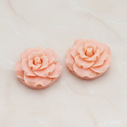 Ruffle Rose Flower Flat Back Cabochon, 2 Pc (CB.188)