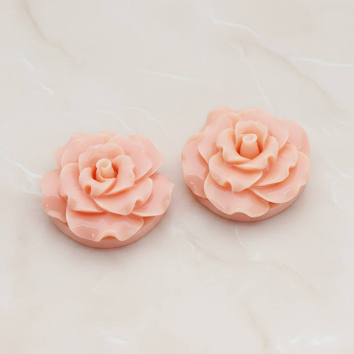 Ruffle Rose Flower Flat Back Cabochon, 2 Pc (CB.188)