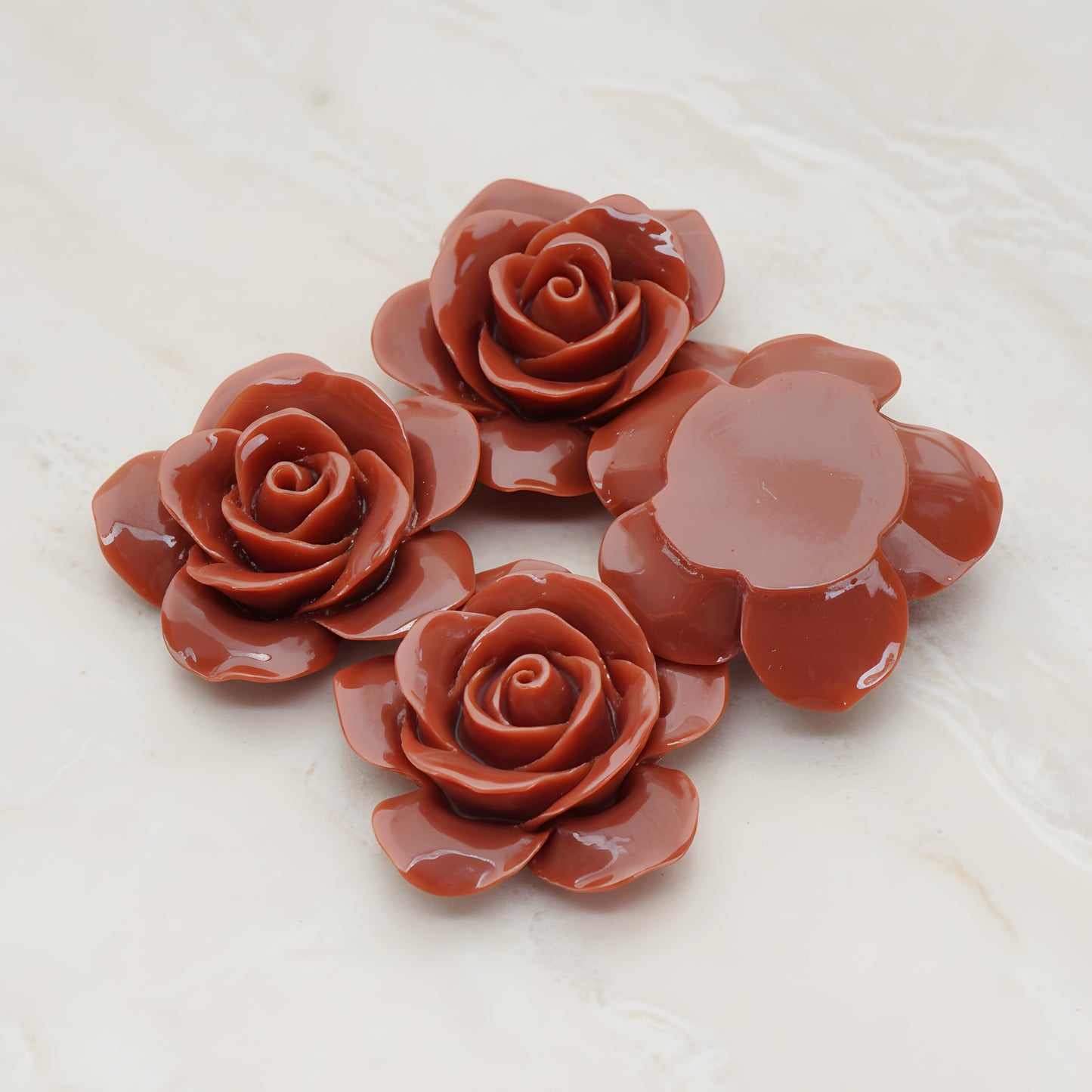 Rose Flower Flat Back Cabochon, 2 Pc (CB.189)