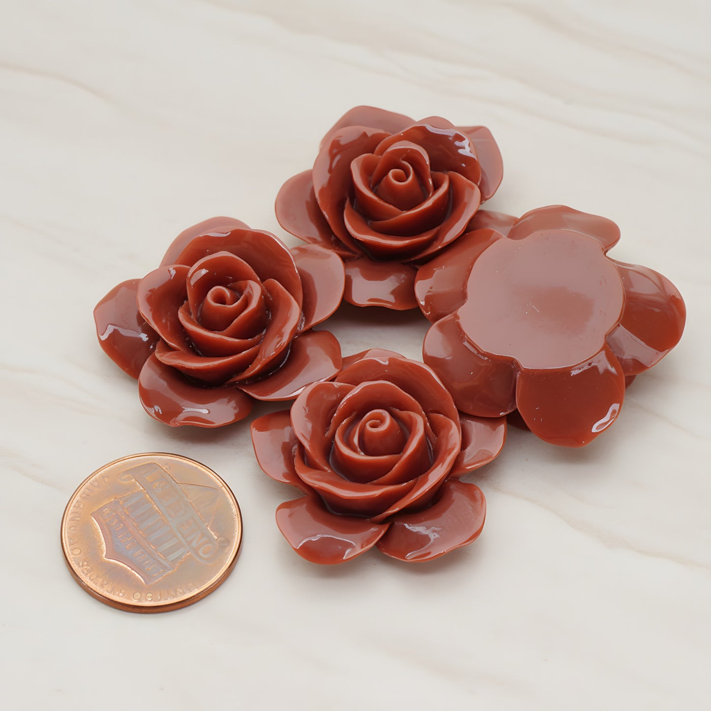 Rose Flower Flat Back Cabochon, 2 Pc (CB.189)