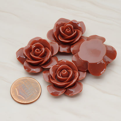 Rose Flower Flat Back Cabochon, 2 Pc (CB.189)