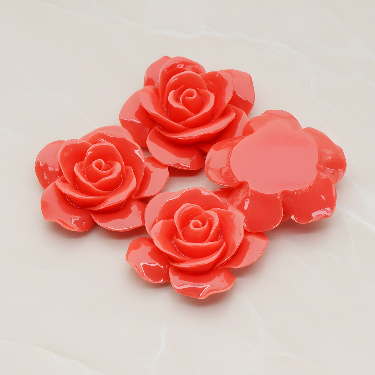 Rose Flower Flat Back Cabochon, 2 Pc (CB.189)