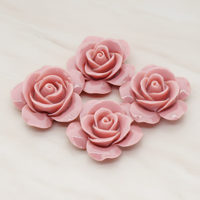 Rose Flower Flat Back Cabochon, 2 Pc (CB.189)