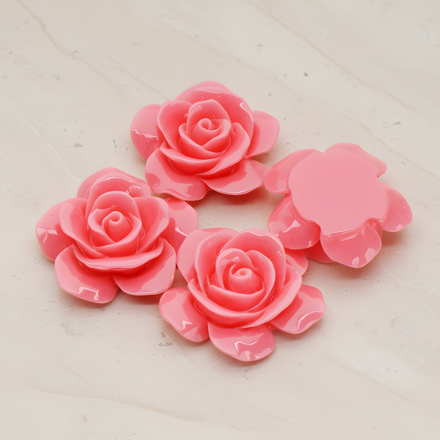 Rose Flower Flat Back Cabochon, 2 Pc (CB.189)