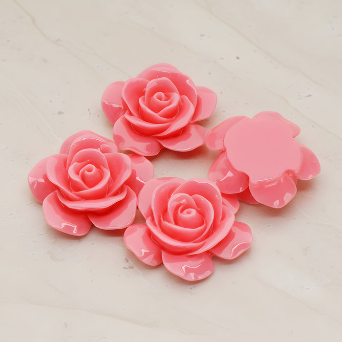 Rose Flower Flat Back Cabochon, 2 Pc (CB.189)