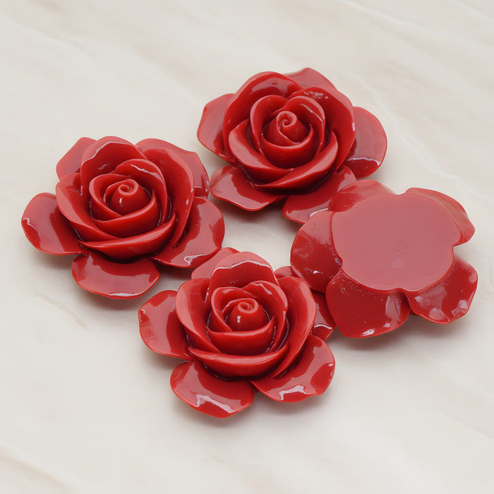 Rose Flower Flat Back Cabochon, 2 Pc (CB.189)