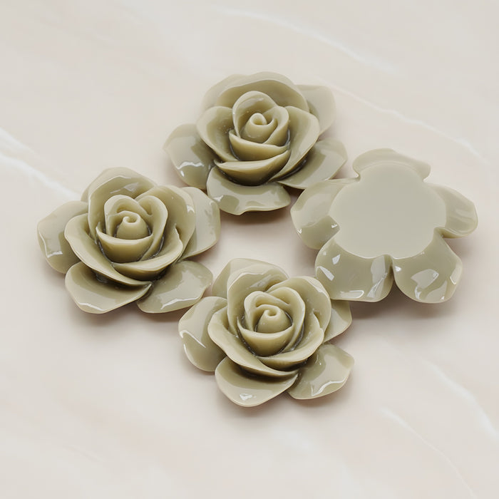 Rose Flower Flat Back Cabochon, 2 Pc (CB.189)