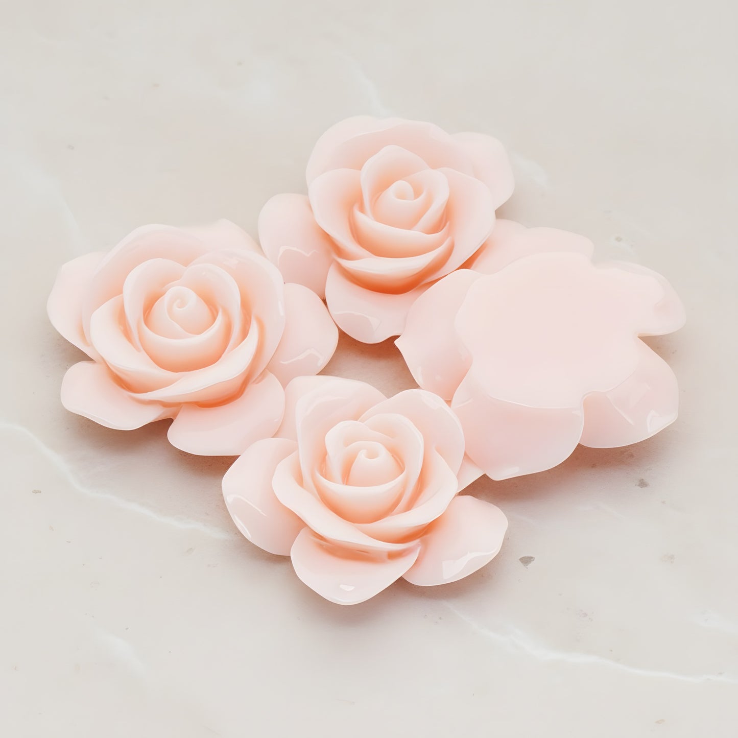 Rose Flower Flat Back Cabochon, 2 Pc (CB.189)