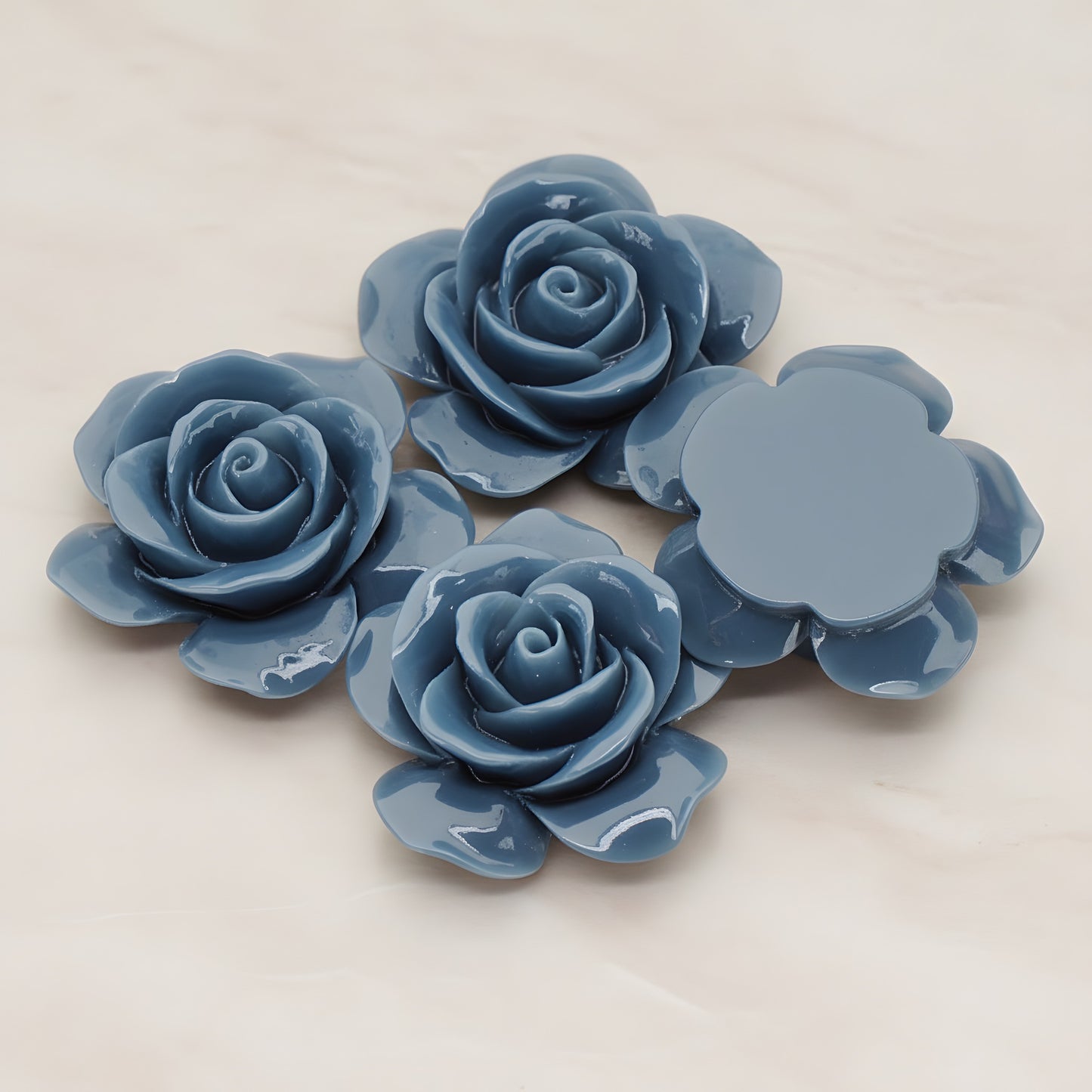 Rose Flower Flat Back Cabochon, 2 Pc (CB.189)