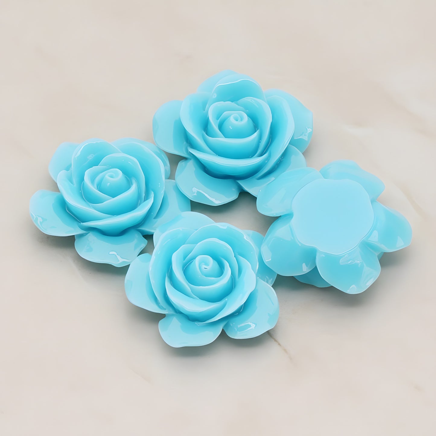 Rose Flower Flat Back Cabochon, 2 Pc (CB.189)